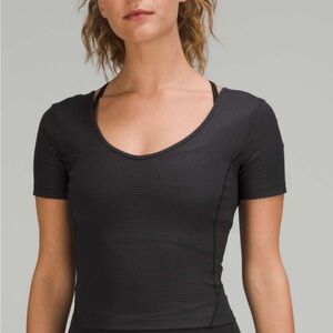 Lululemon Athletica Black Fitted Short Sleeve Bodysuit
